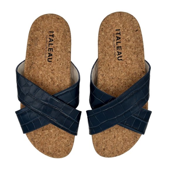 Italeau Morena Croc Embossed Waterproof Slide Sandal (8.5) - Picture 3 of 16